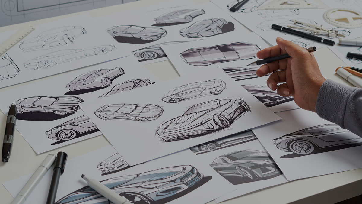 A designer working from home and creates design sketches.