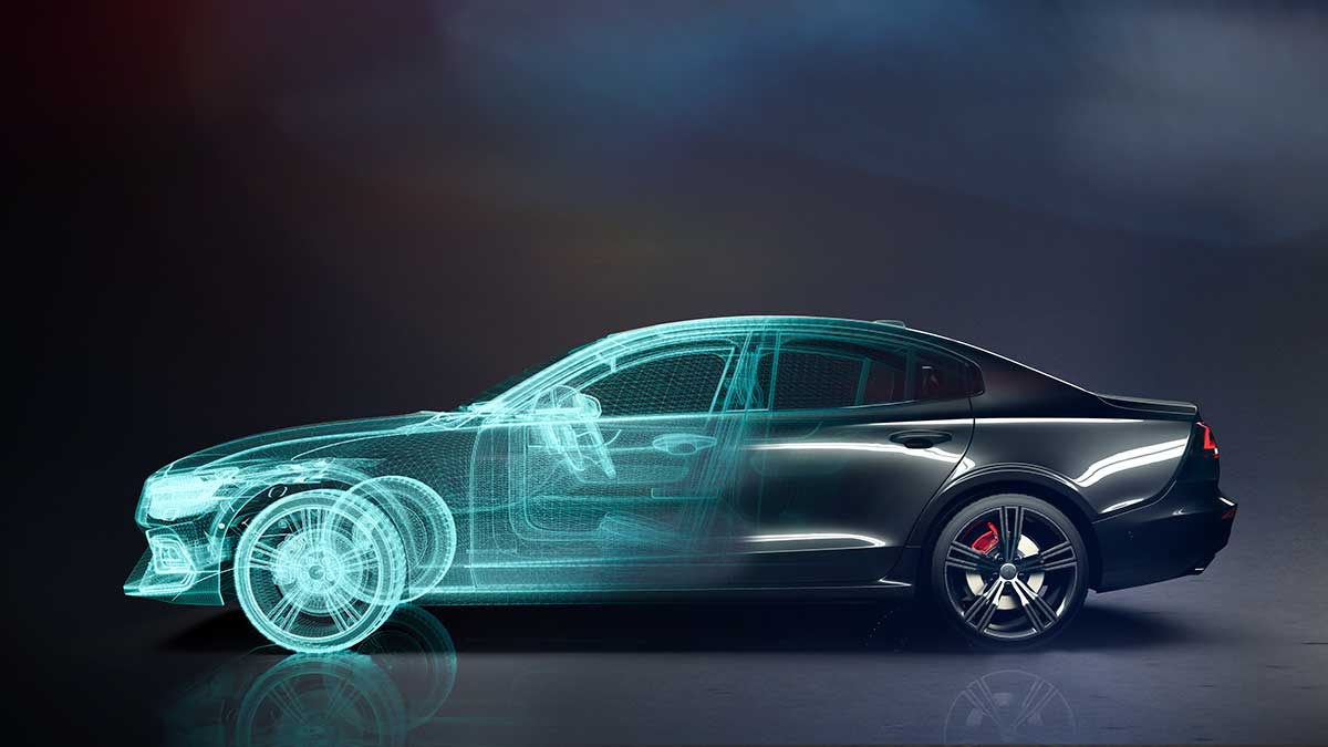 A 3d design of a car.